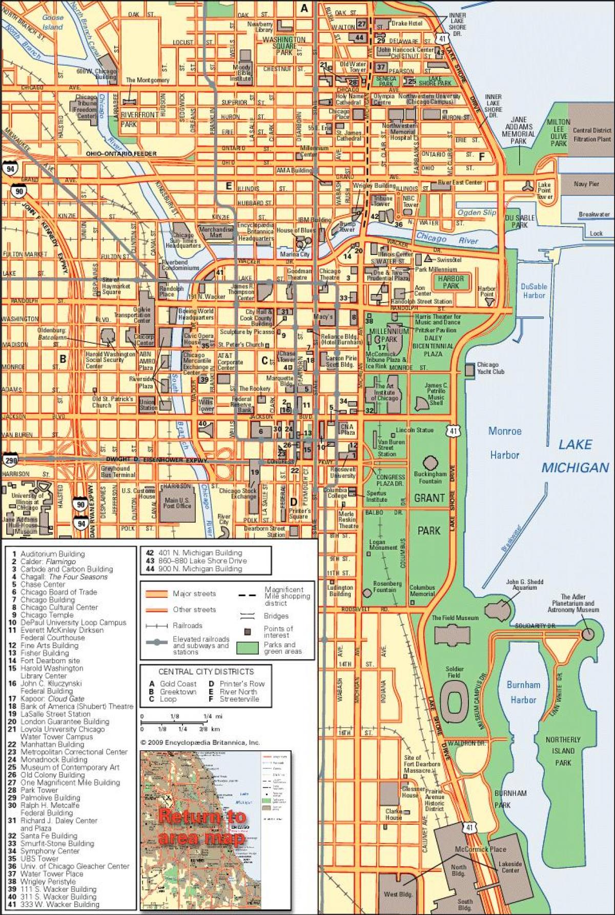 mappa di Chicago downtown