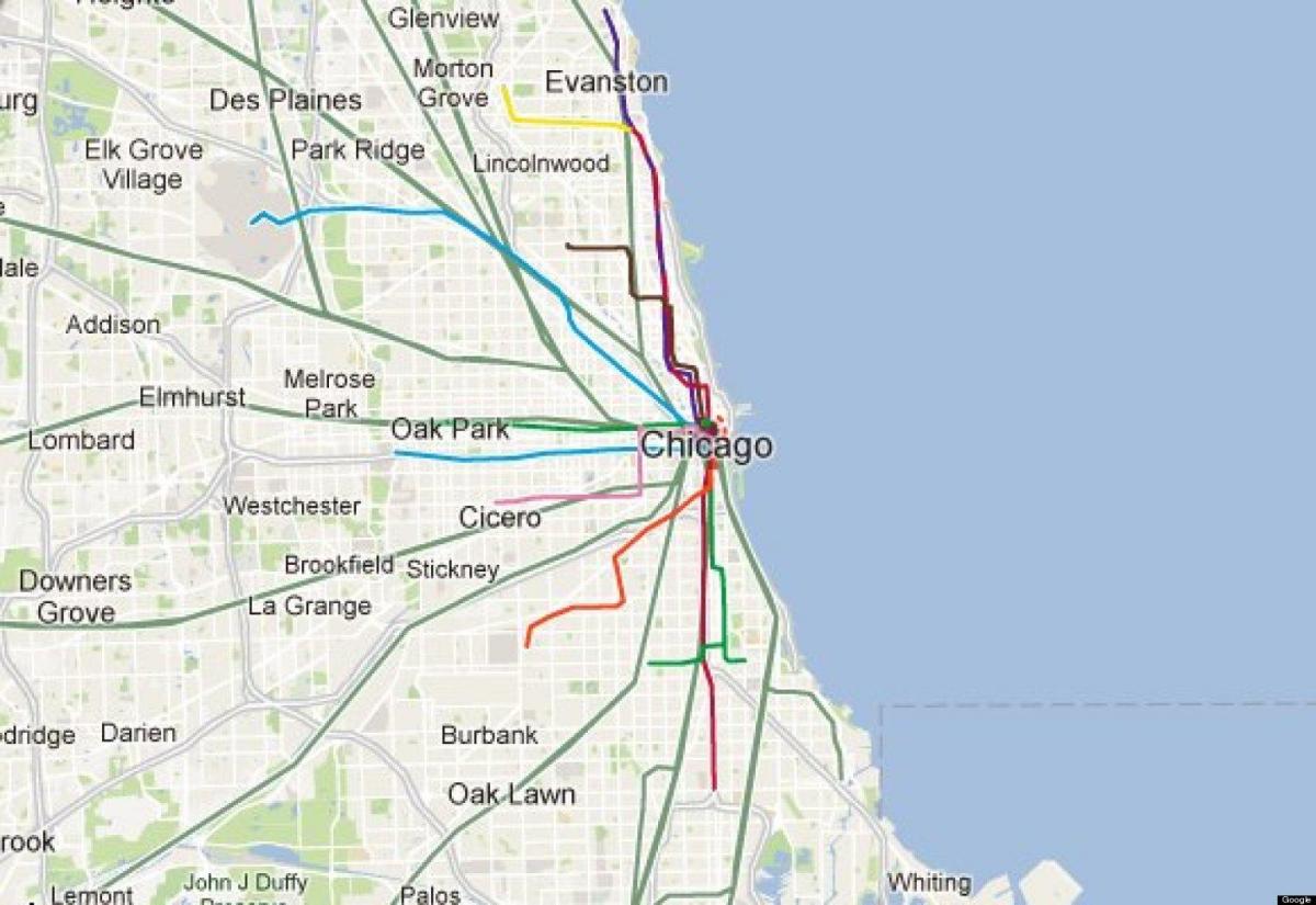 Chicago linea blu mappa del treno