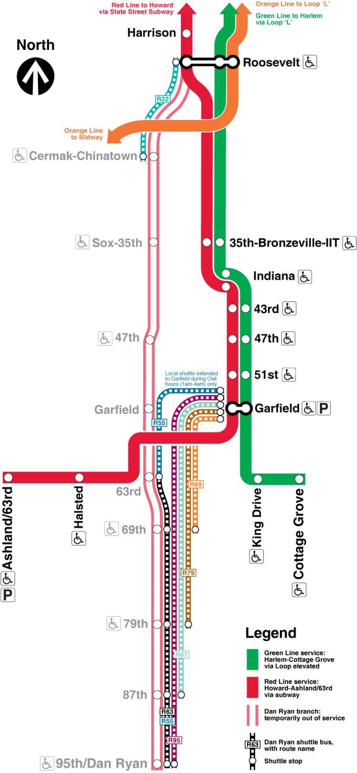 Chicago cta linea rossa sulla mappa