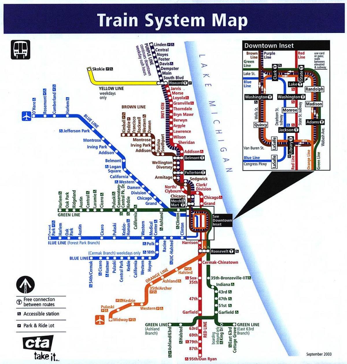mappa del treno di Chicago