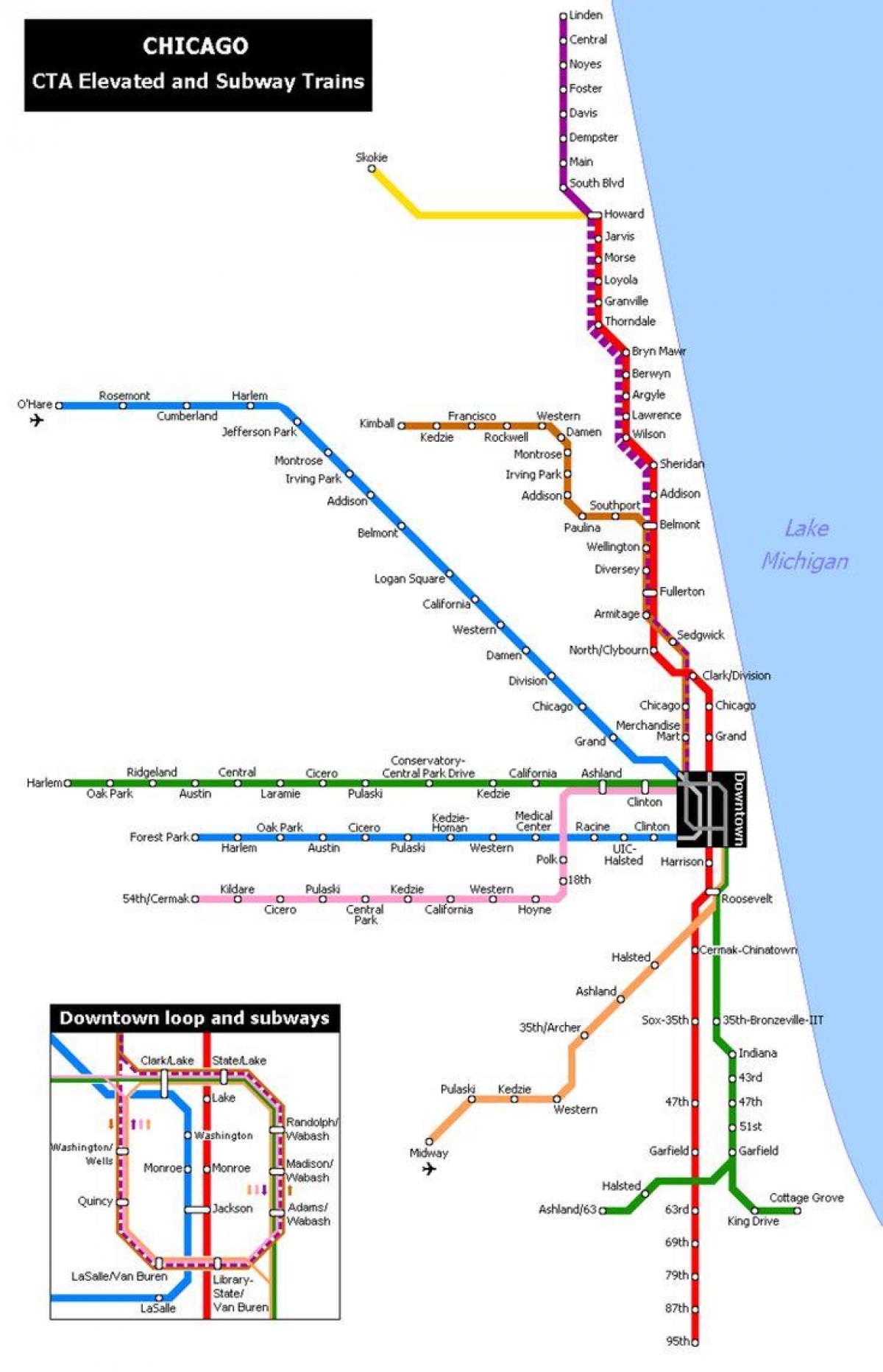 mappa della metropolitana di Chicago