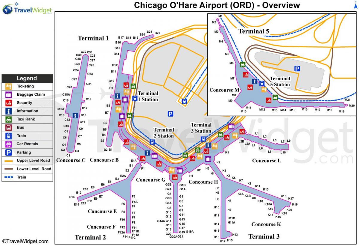 Chicago O'Hare international airport sulla mappa