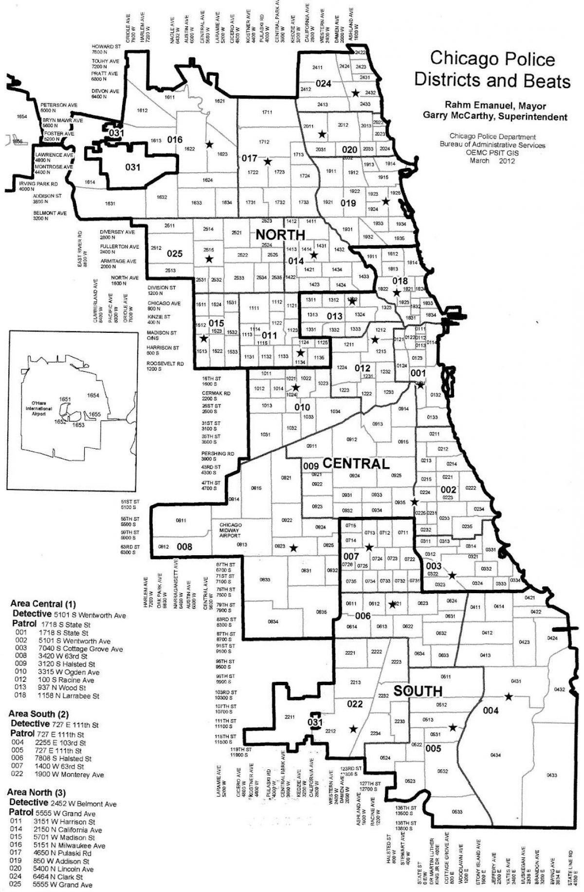 polizia distretti mappa di Chicago