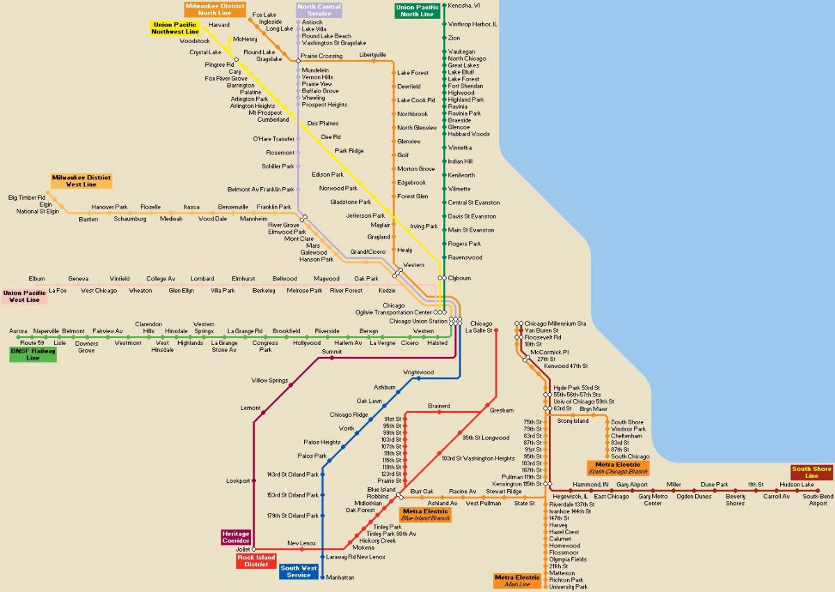 Chicago trasporto pubblico mappa