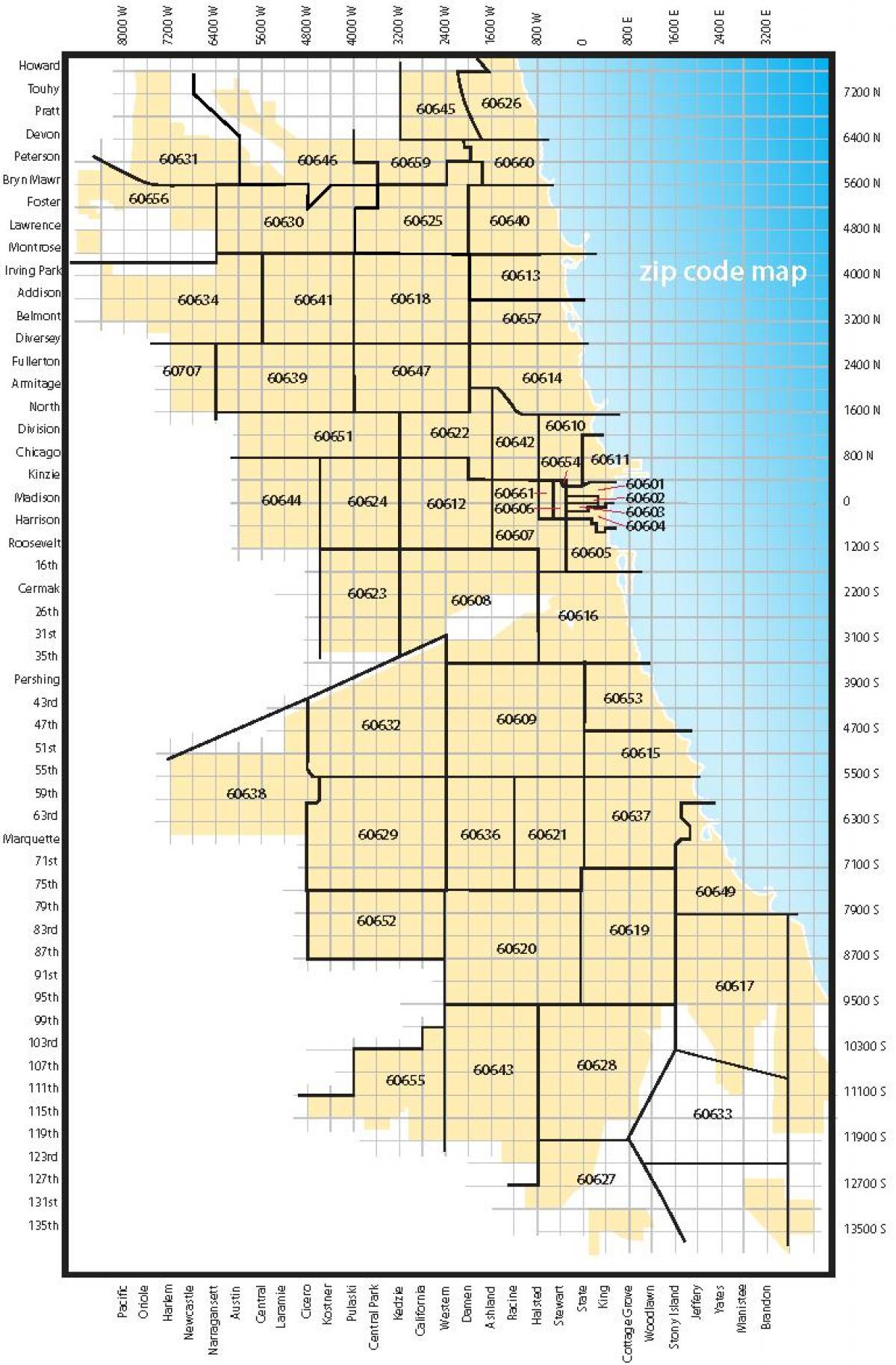 mappa di Chicago, codici di avviamento postale