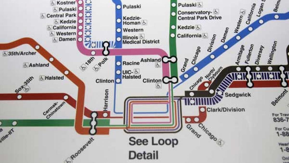 Chicago mappa della metropolitana linea blu