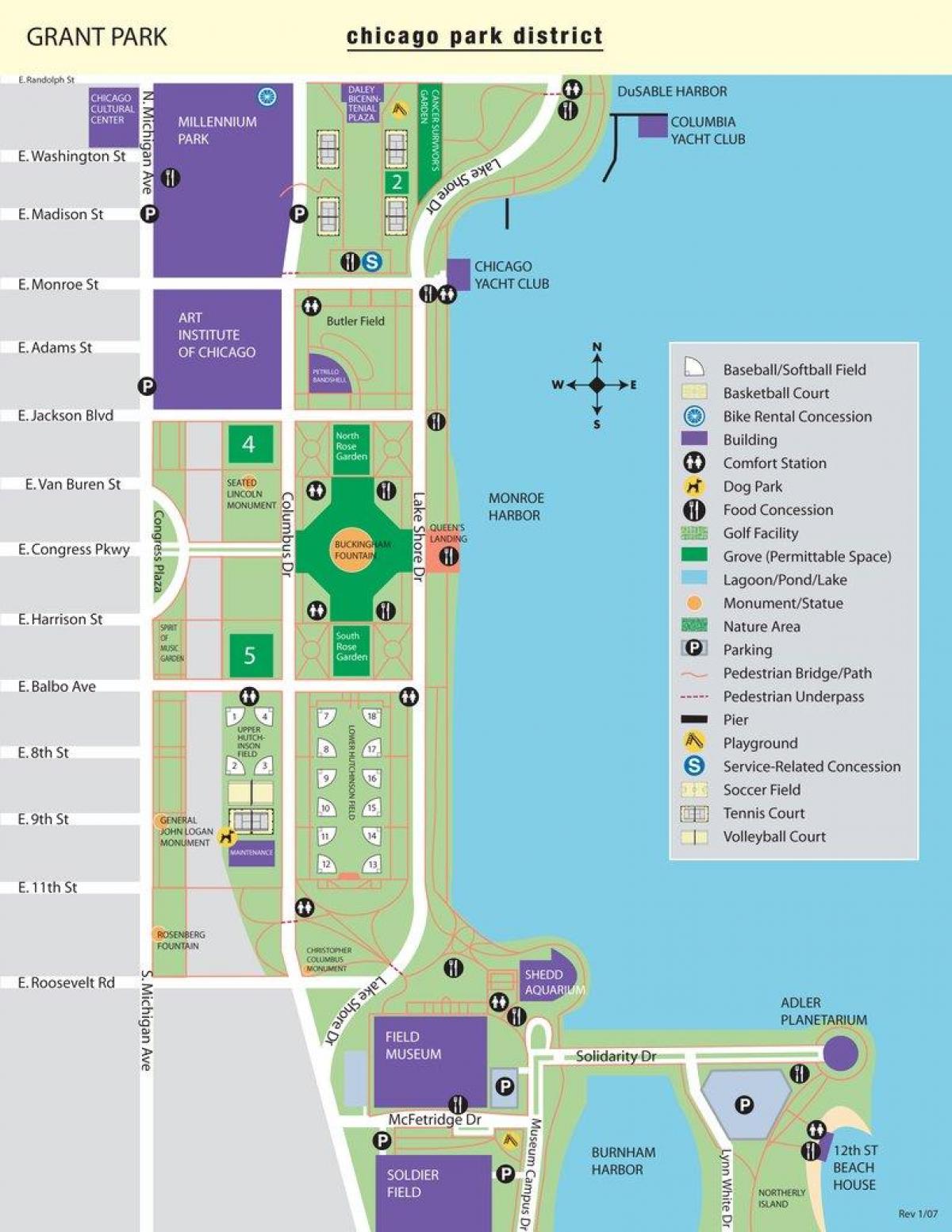 mappa di grant park di Chicago