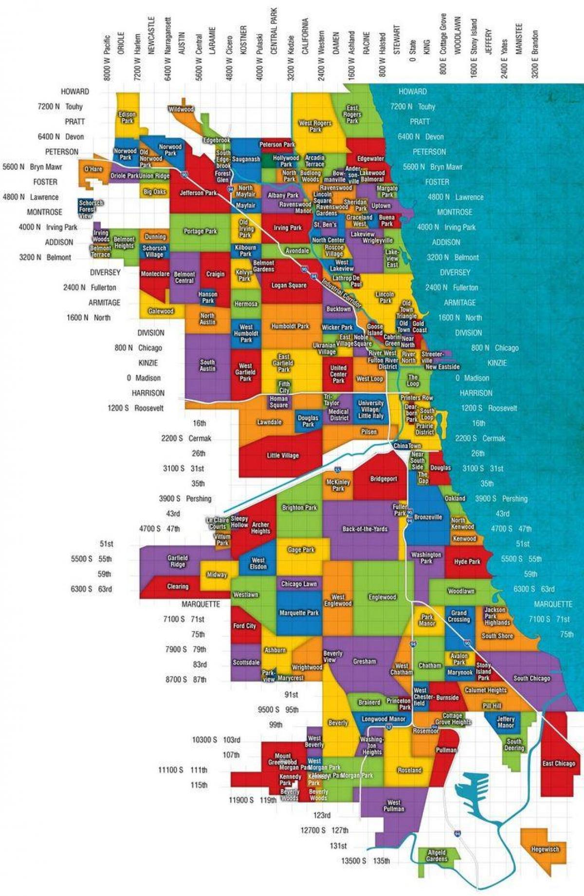 mappa di Chicago e periferia