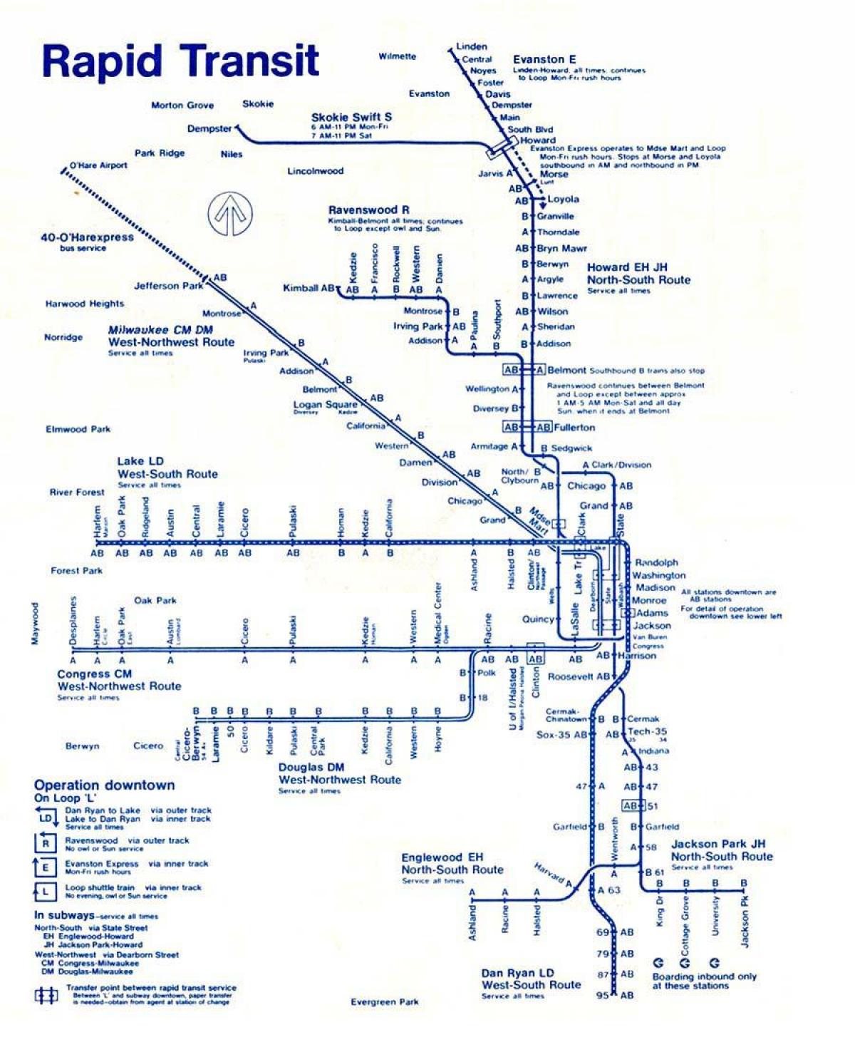 mappa di blue line Chicago