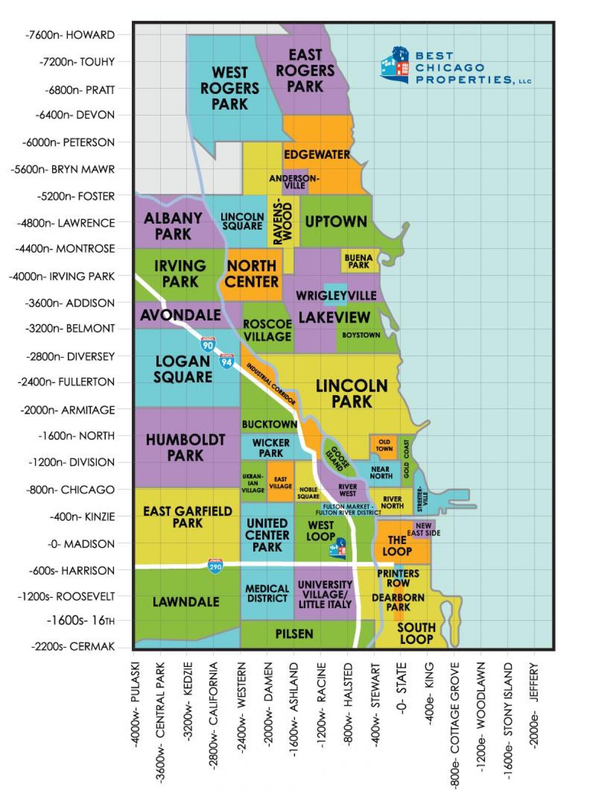quartieri di Chicago mappa