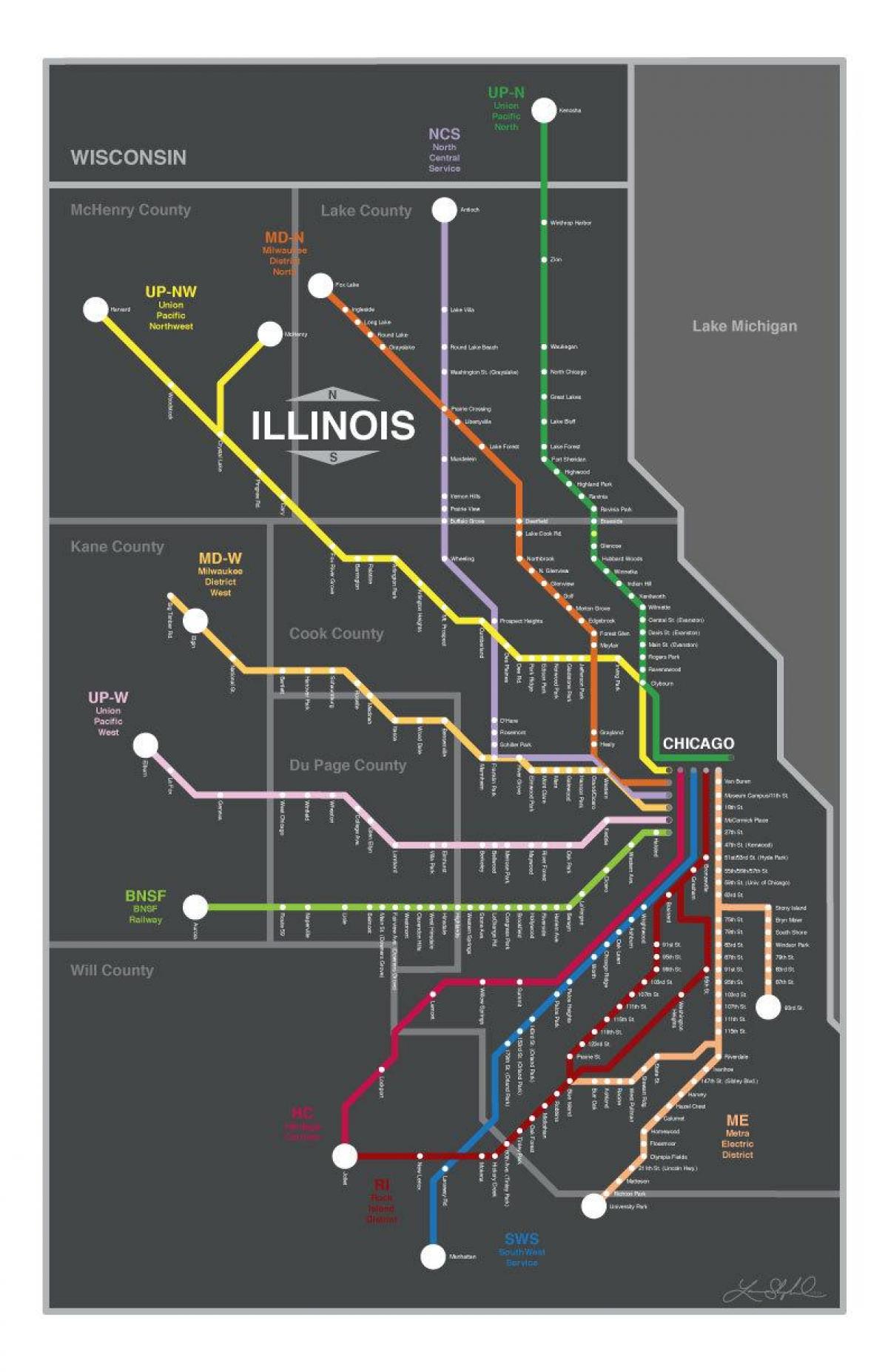 metra mappa di Chicago