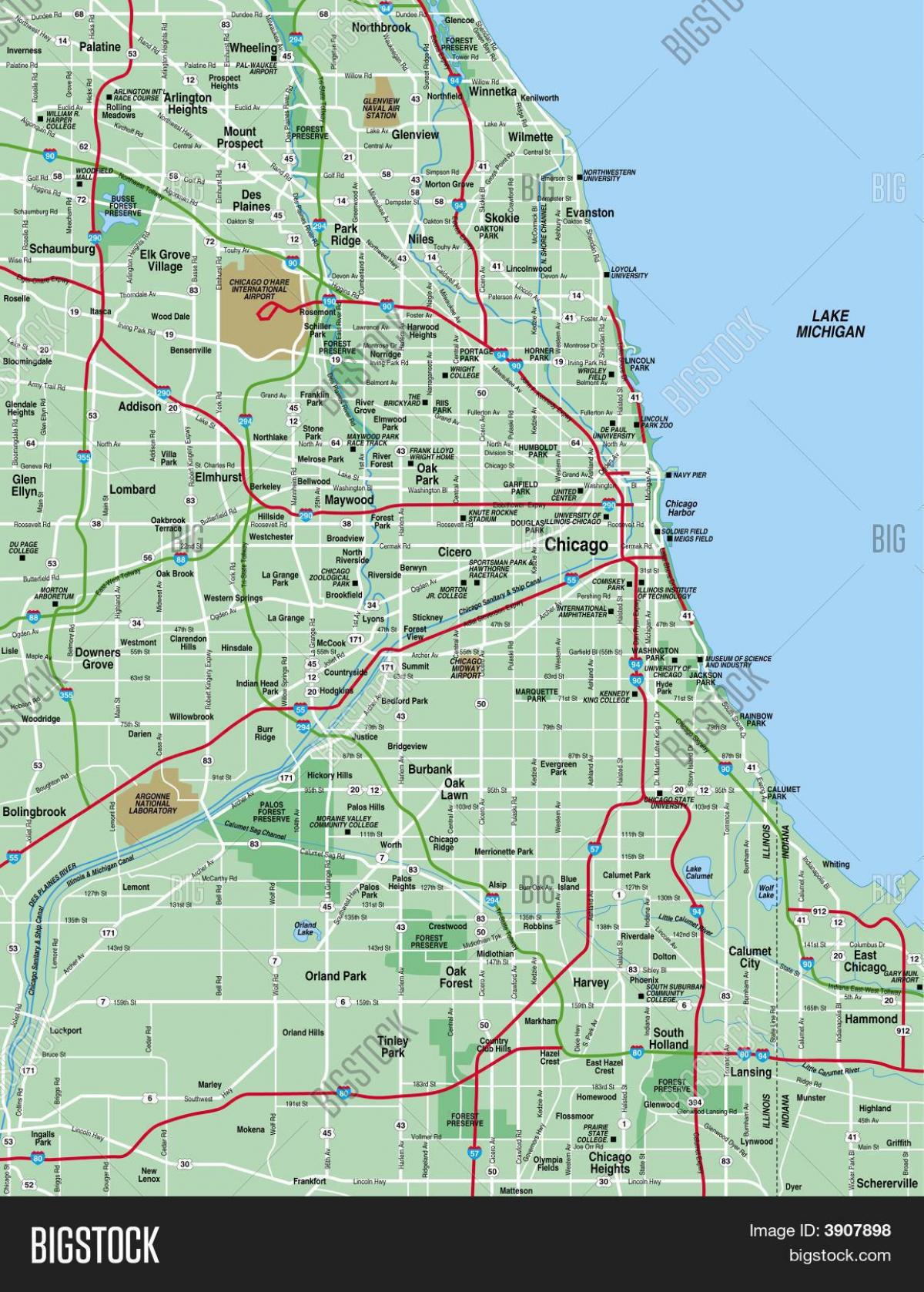 mappa area di Chicago