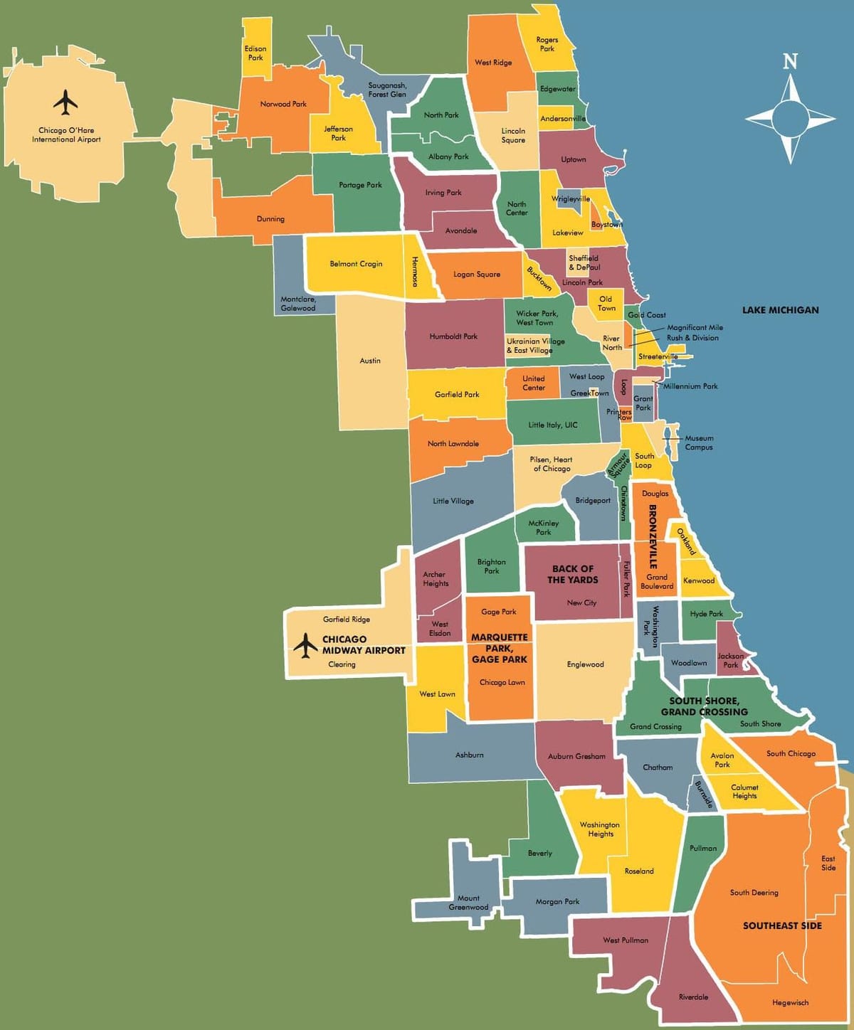 la mappa dei quartieri di Chicago