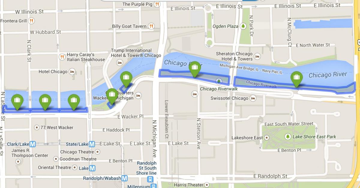 mappa di Chicago riverwalk