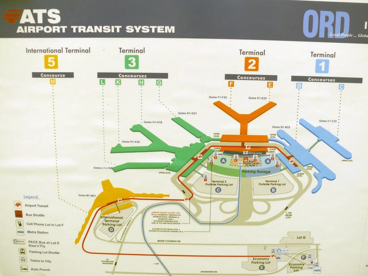 mappa aeroporto di Chicago