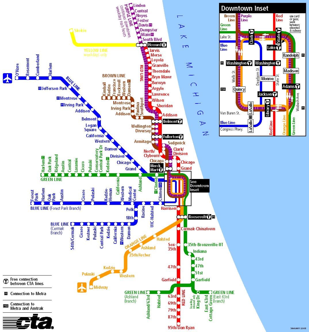 la metropolitana di Chicago mappa