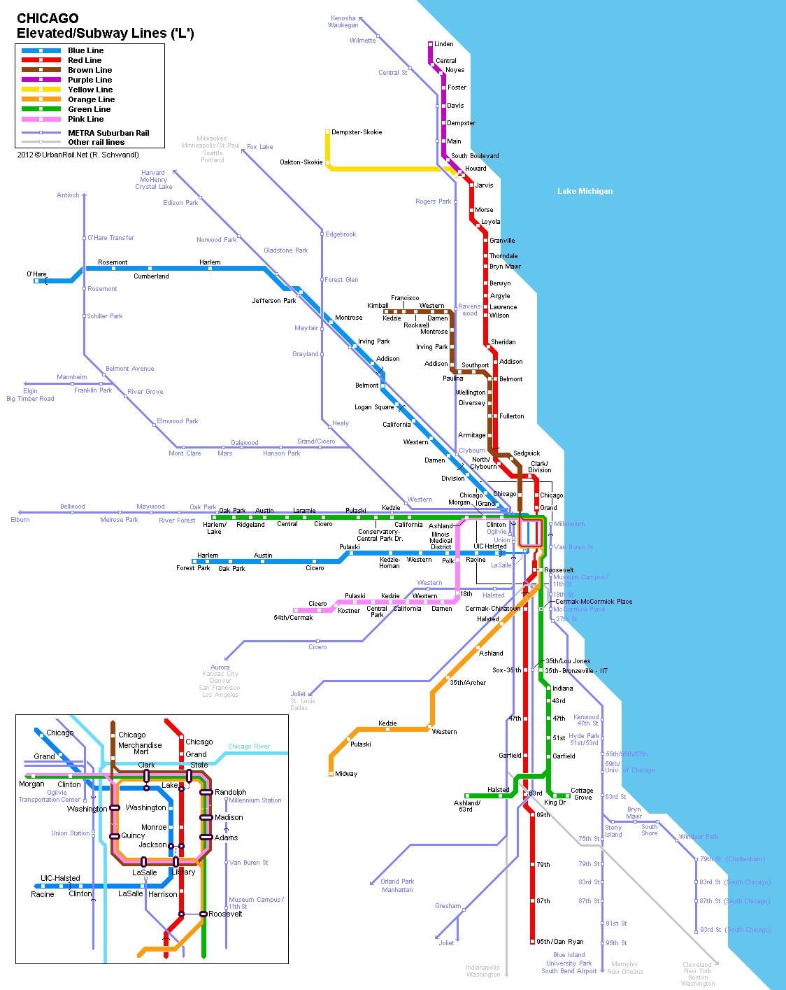 Chicago stazione della metropolitana mappa